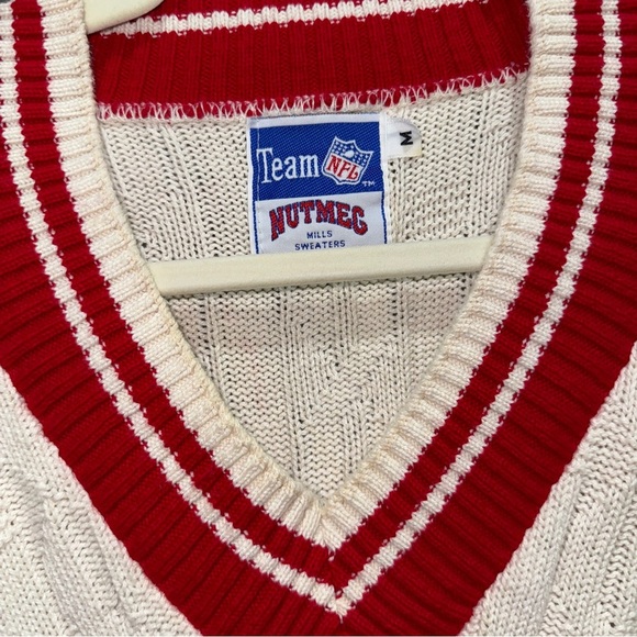 Vintage 90s Houston Oilers Nutmeg NFL Cable Knit Sweater V-Neck football texans - Picture 5 of 8